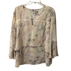 Cato Soft Botanical Print Layered Blouse Sz 22W multi blouse